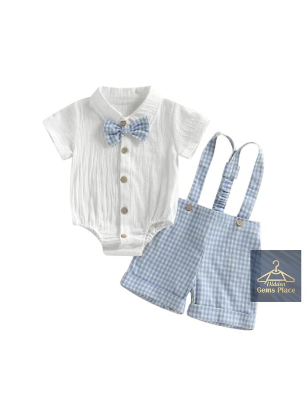 Newborn Baby Boy Gentleman Outfit Short Sleeve Button Up Bowtie Dress Shirt